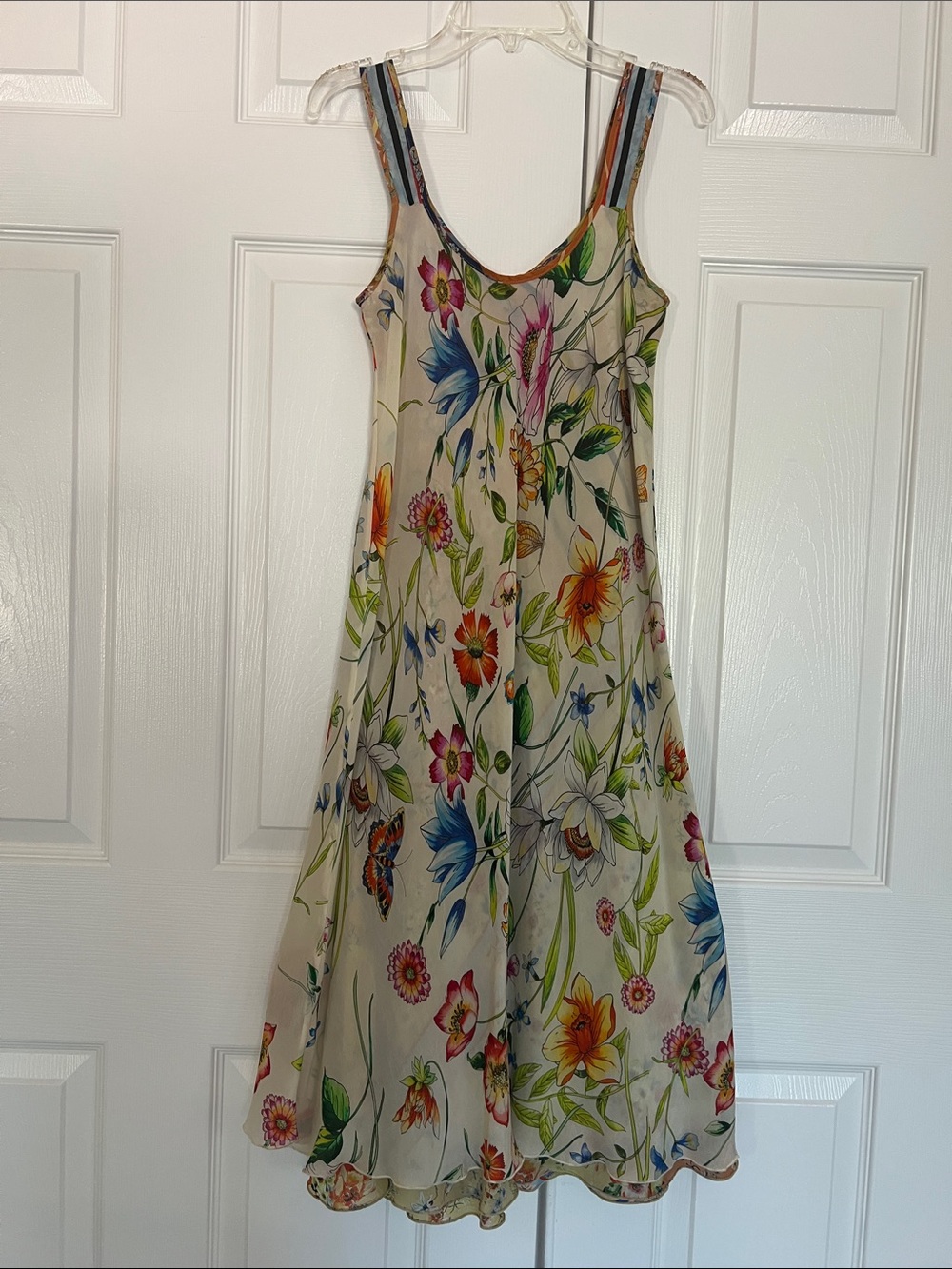 Johnny Was Silk Cream Floral Reversible Maxi Slip Dress Multicolor Bloom Print